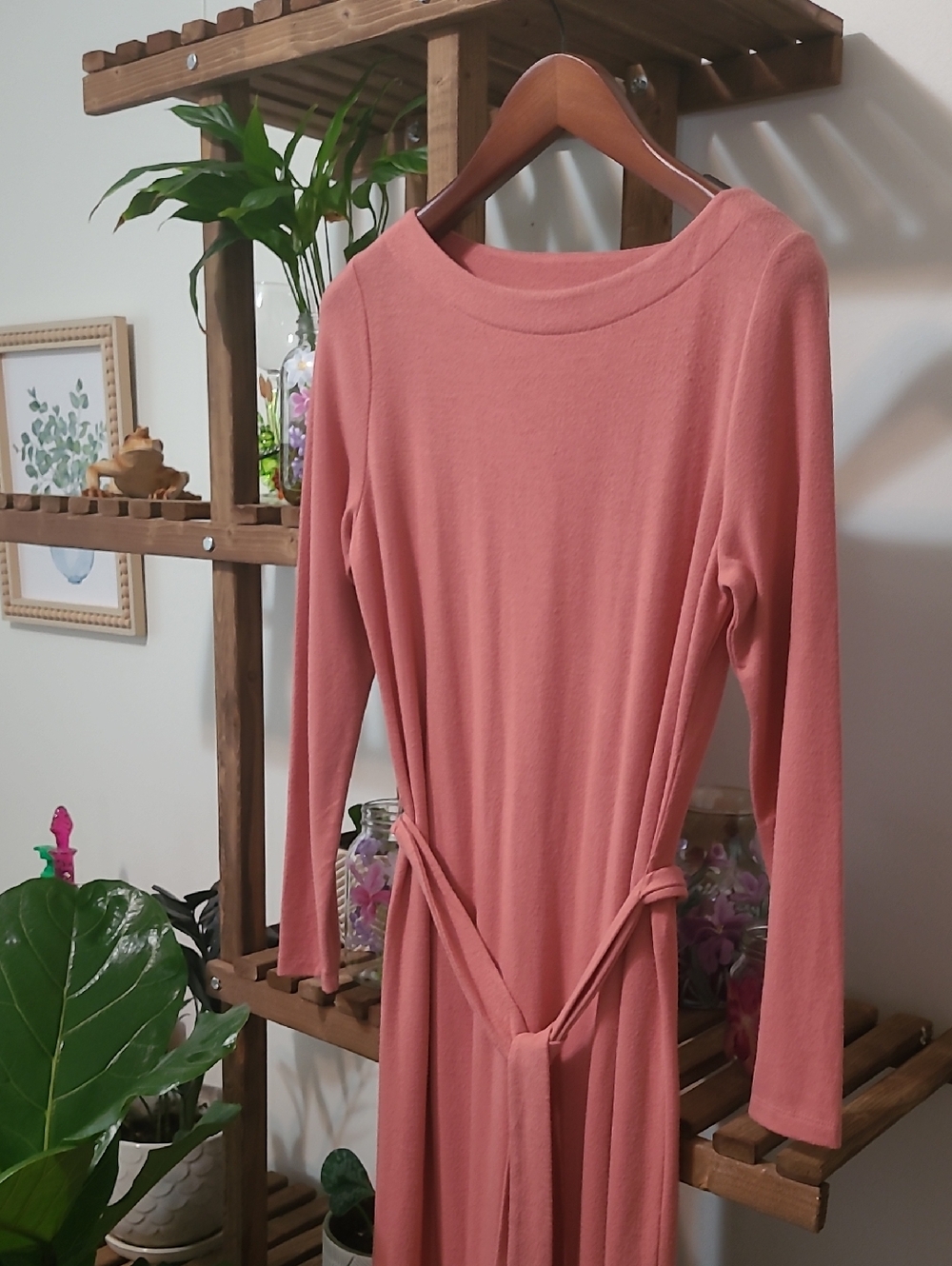 Terracotta//Mauve Knit Belted Dress - Picture 2 of 5